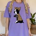 Boston Terrier Lover I Love Mom Tattoo Leopard Women's Comfort Colors T-Shirt Violet