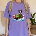 Boston Terrier Merry Christmas Tree Lights Dog X-Mas Dogs Women's Comfort Colors T-Shirt Violet