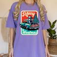 Boston Terrier Merry Christmas Tree Truck Santa Dog X-Mas Women's Comfort Colors T-Shirt Violet
