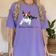 Boston Terrier Mom Bandana Boston Terrier Dog Women's Comfort Colors T-Shirt Violet