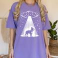 Boston Terrier Mom Dad Dog Alien UFO For Men Women Women's Comfort Colors T-Shirt Violet
