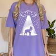 Boston Terrier Mom Dad Dog Alien UFO Women's Comfort Colors T-Shirt Violet