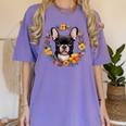 Boston Terrier Mom Floral Bostie Dog Lover Flowers Cute Women's Comfort Colors T-Shirt Violet