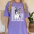 Boston Terrier Papa Cool Dog Lover USA American Flag Men Women Women's Comfort Colors T-Shirt Violet