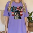 Boston Terrier Patriotic 4th Of July USA American Flag Women's Comfort Colors T-Shirt Violet