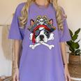Boston Terrier Pirate T Shirt Jolly Roger Crossbones Skull Women's Comfort Colors T-Shirt Violet