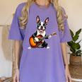 Boston Terrier Playing Guitar Boston Terrier Women's Comfort Colors T-Shirt Violet