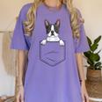 Boston Terrier In The Pocket Cute Boston Terrier Dog Lovers Men Women Girls Kids Women's Comfort Colors T-Shirt Violet