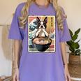 Boston Terrier Ramen Noodles Japanese Art Retro Ocean Waves Women's Comfort Colors T-Shirt Violet