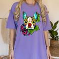 Boston Terrier In Red Day Of The Dead Sugar Skull Dog Women's Comfort Colors T-Shirt Violet