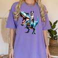 Boston Terrier Riding T-Rex Dinosaur Dog Lover Women's Comfort Colors T-Shirt Violet