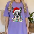 Boston Terrier Santa Christmas Tree Lights Xmas Boys Men Dog Women's Comfort Colors T-Shirt Violet