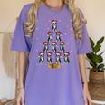 Boston Terrier Santa Hat Xmas Light Men Women Christmas Tree Women's Comfort Colors T-Shirt Violet