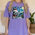Boston Terrier Santa Starry Night Van Gogh Christmas Dog Men Women Kids Women's Comfort Colors T-Shirt Violet