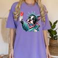 Boston Terrier Selfie Statue Of Liberty 4th Of July American Women's Comfort Colors T-Shirt Violet