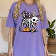 Boston Terrier Skeleton Mummy Witch Halloween Women's Comfort Colors T-Shirt Violet