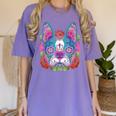 Boston Terrier Sugar Skull Dog Day Of The Dead Women's Comfort Colors T-Shirt Violet