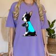 Boston Terrier Tattoos I Love Mom Women's Comfort Colors T-Shirt Violet