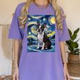 Boston Terrier Van Gogh Starry Night Women's Comfort Colors T-Shirt Violet