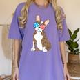 Brindle Boston Terrier Dog Patriotic Shirt USA Flag Women's Comfort Colors T-Shirt Violet
