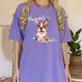 Brown Boston Terrier With Flowers And Feathers Women's Comfort Colors T-Shirt Violet