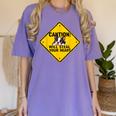 Caution Sign Boston Terrier Dog Bostie Puppy Women's Comfort Colors T-Shirt Violet