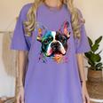 Cute Boston Terrier Puppy Dog Art Lover Unique Painting For Men Women Kids Women's Comfort Colors T-Shirt Violet