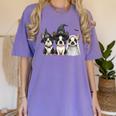 Cute Halloween Boston Terrier Dogs Witch Hat Ghost Dog For Men Women Kids Women's Comfort Colors T-Shirt Violet