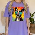 Dog Boston Terrier Hawaiian Women's Comfort Colors T-Shirt Violet