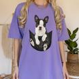 Dog Lovers Boston Terrier In Pocket Dog Face For Men Women Kids Women's Comfort Colors T-Shirt Violet