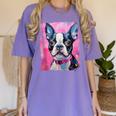 Dog Pink Boston Terrier Women's Comfort Colors T-Shirt Violet