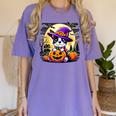 Halloween Boston Terrier Dog Breed With Jack O' Lantern Art Women's Comfort Colors T-Shirt Violet
