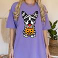 Halloween Dog Boston Terrier Mummy Costume Men Women Kids Women's Comfort Colors T-Shirt Violet