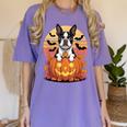 Halloween Retro Boston Terrier Women's Comfort Colors T-Shirt Violet