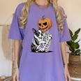 Halloween Skeleton Boston Terrier Women's Comfort Colors T-Shirt Violet