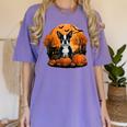 Pumpkin Boston Terrier Costume On Boston Terrier Halloween Women's Comfort Colors T-Shirt Violet