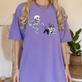 Skeleton Chasing Dog Boston Terrier Halloween Pet Lover Women's Comfort Colors T-Shirt Violet