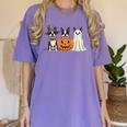 Spooky Ghost Boston Terrier Pumpkin Halloween Dog Lover Women's Comfort Colors T-Shirt Violet