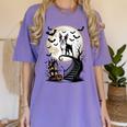 Spooky Halloween Moon Boston Terrier Boston Bull Bostie Women's Comfort Colors T-Shirt Violet