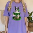St Patrick's Day Leprechaun Boston Terrier Dog Shamrock For Men Women Kids Women's Comfort Colors T-Shirt Violet