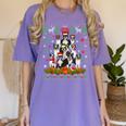 Ugly Sweater Christmas Tree Boston Terrier Dog Xmas Pajama Women's Comfort Colors T-Shirt Violet