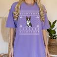 Ugly Xmas Sweater Style Boston Terrier Reindeer Christmas Women's Comfort Colors T-Shirt Violet