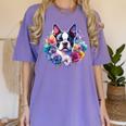 Watercolor Floral Boston Terrier Mama Dog Lover Mother's Day Women's Comfort Colors T-Shirt Violet