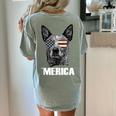 4th July Blue Heeler Dog Merica Patriotic USA Flag Cute Women's Comfort Colors T-Shirt Back Print Bay