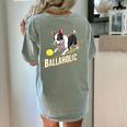 Ballaholic Boston Terrier Dog Chasing Bostie Ball Women's Comfort Colors T-Shirt Back Print Bay