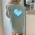 Bavarian Flag As Heart Blue Diamond Bavaria Women's Comfort Colors T-Shirt Back Print Bay