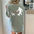 Bigfoot Walking With Bull Terrier Dog Women's Comfort Colors T-Shirt Back Print Bay