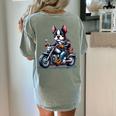 Biker Boston Terrier Dog Riding Motorbike Women's Comfort Colors T-Shirt Back Print Bay