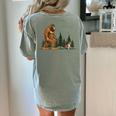 Boston Terrier Bigfoot Dog Walking Dog Mom Dad Kids Women's Comfort Colors T-Shirt Back Print Bay