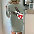Boston Terrier Bostie Dog Kids Women Girls Women's Comfort Colors T-Shirt Back Print Bay